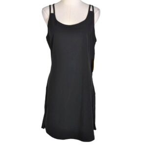 LOLE Mat Black Activewear Light Flowy Dual Straps Traveler Mini Dress Medium